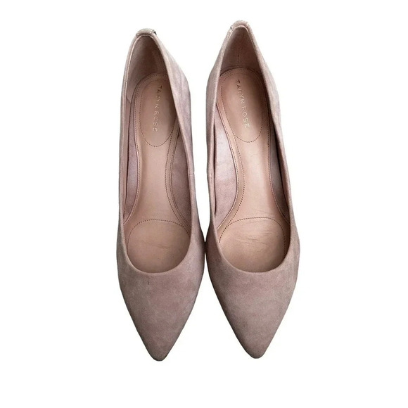 Taryn Rose Women's Beige Suede Slip On Pointed Toe Platform Heel Size US 11 - Picture 1 of 3